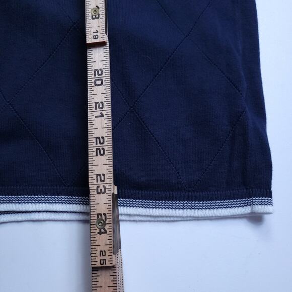 Tommy Hilfiger V Neck Small Logo Navy Blue Large 100% Cotton Preppy Academia - Picture 8 of 8